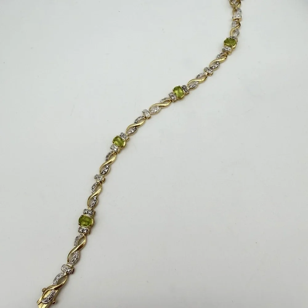 Vintage Ross Simons‎ Peridot 925 Sterling Silver Tennis Bracelet Sz 7